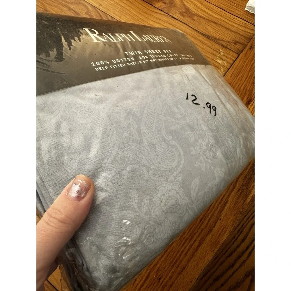 Vintage Ralph Lauren Avery Blue Floral Paisley Twin Sheet Set OPEN SIDES NEW 90s